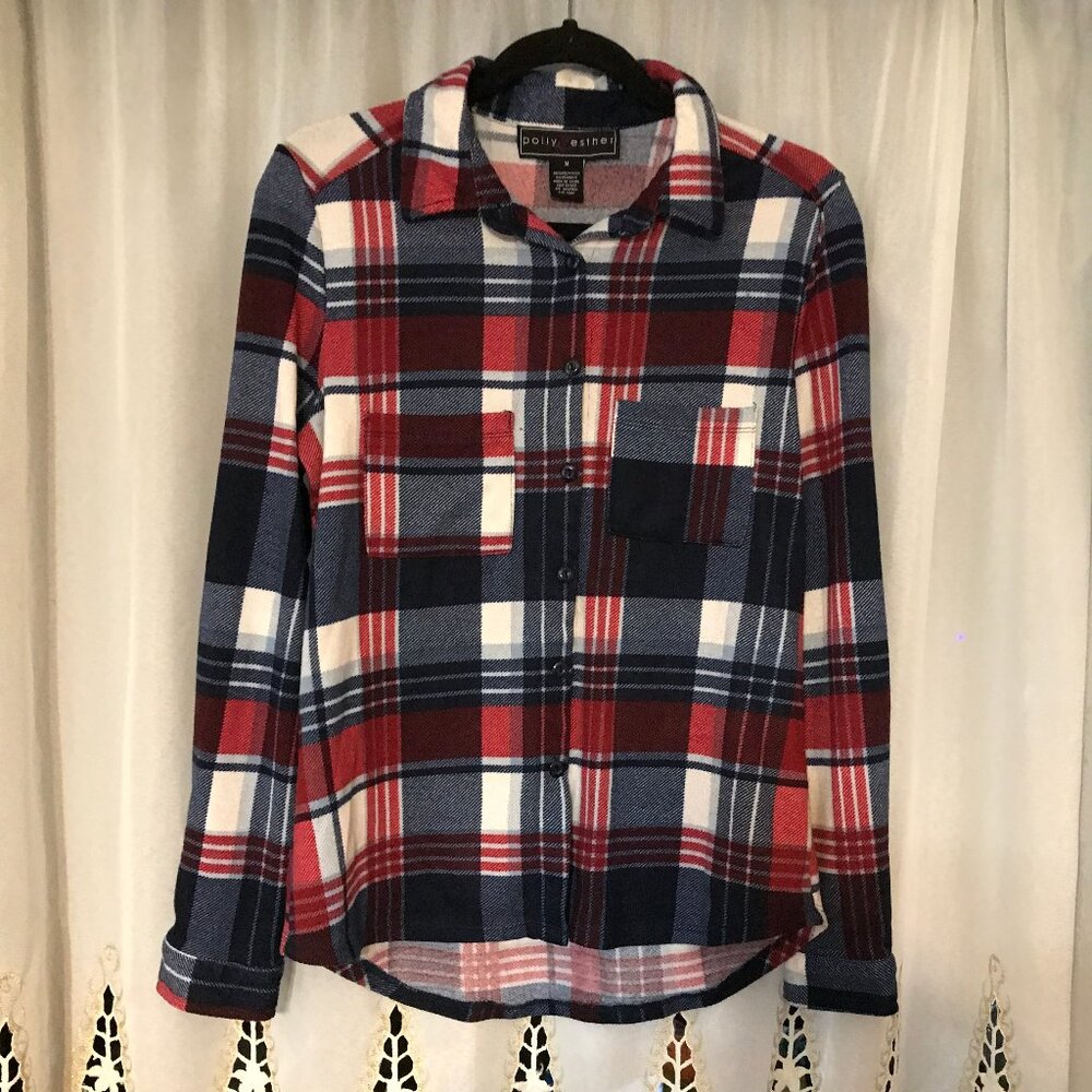 Plaid Polly & Esther Women's Long Sleeve Lightweight Size Medium